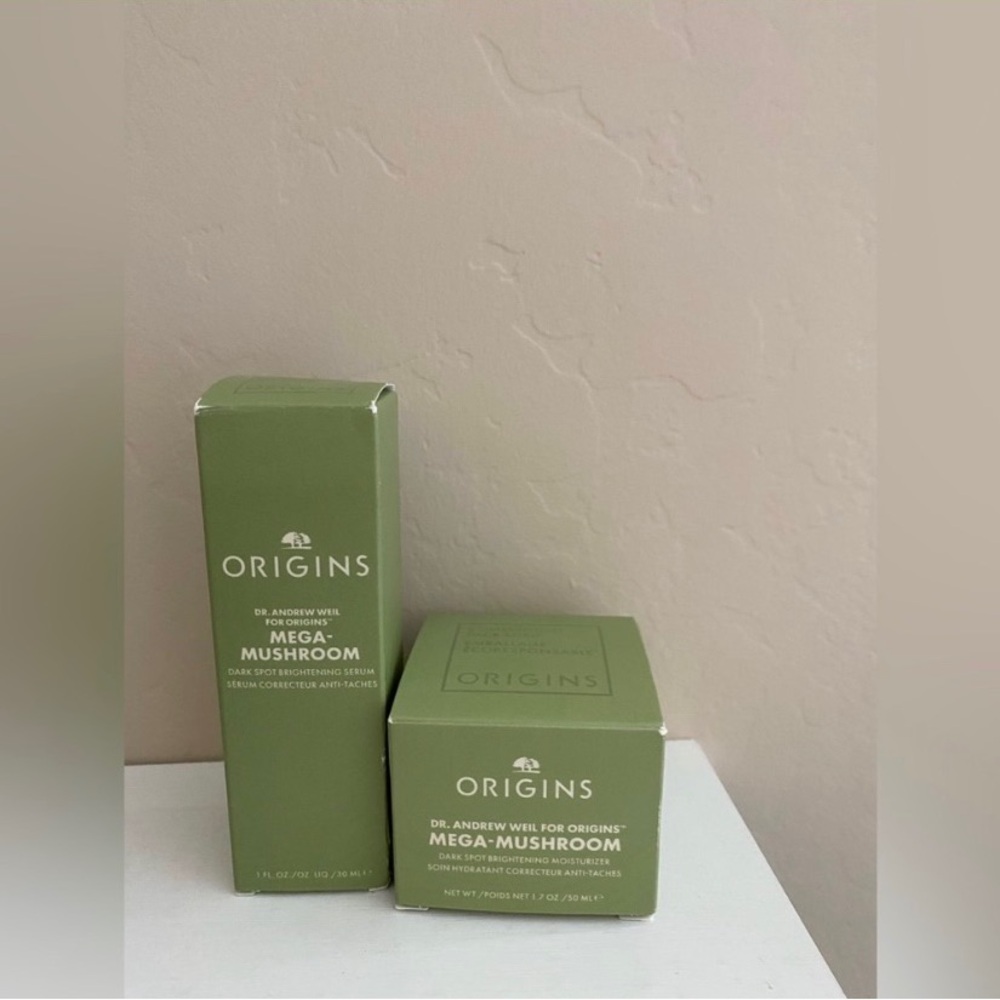 Origins mega mushroom dark spot brightening serum & moisturizer new with box - Picture 2 of 4